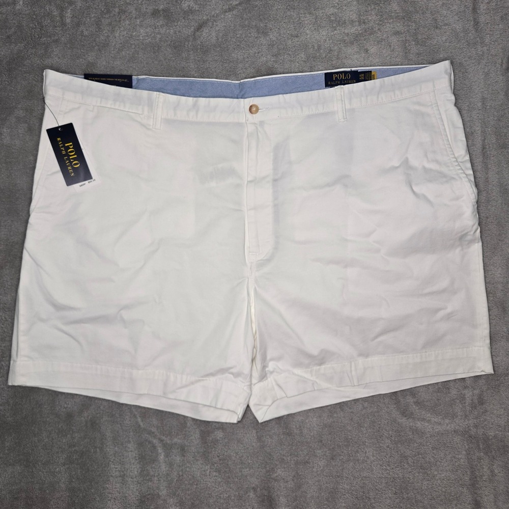 Polo Ralph Lauren Mens White Stretch Classic Fit Chino Shorts 48 NEW